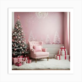 Pink Christmas Art Print