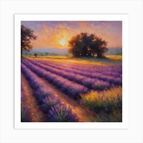 Sunrise Over Lavender Fields Art Print