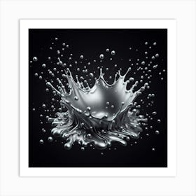 Water Splash On Black Background Art Print