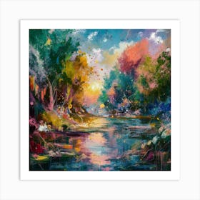 A stunning oil painting of a vibrant and abstract watercolor 6 Art Print
