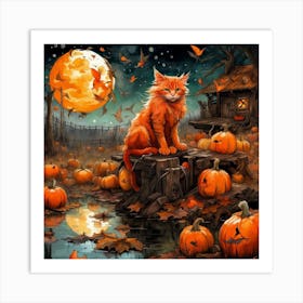 Halloween Cat Art Print