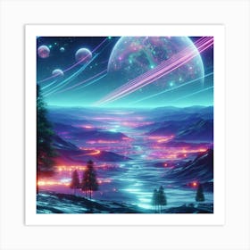 Space Landscape Wallpaper Art Print