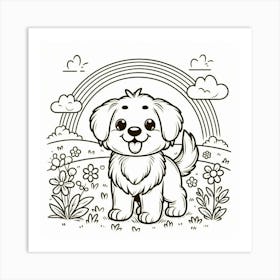 Line Art lovely dog 1 Art Print