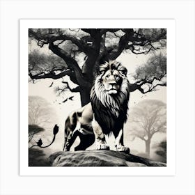 Lion In The Forest 26 Art Print