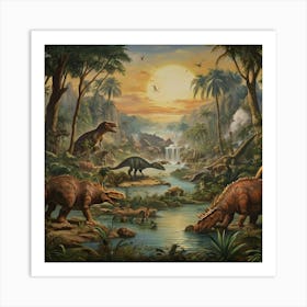 Dinosaurs In The Jungle 4 Art Print