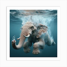 Elephant In The Water 2 Art Print