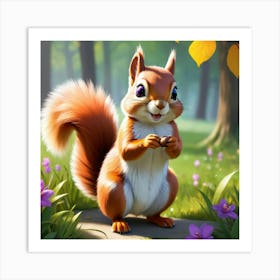 Squirrel In The Woods Art Print