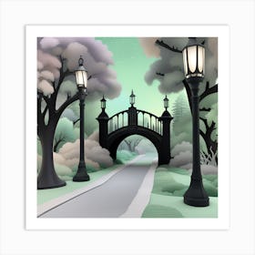 Bridge In The Park Landscape 4 Art Print