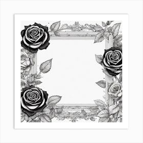 Black And White Rose Frame Art Print