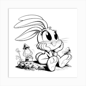 Coloring page Bunny Rabbit Art Print