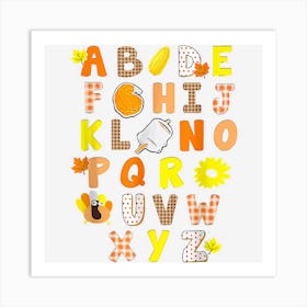 Alphabet Funny Turkey Thanksgiving Costume Preschool Teacher Art Print