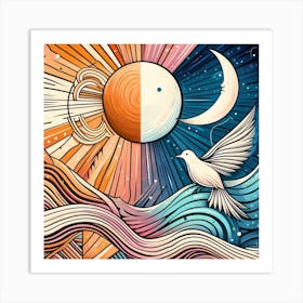 Dove And Sun Art Print