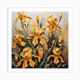 Pattern with Yellow Irises flowers 1 Art Print