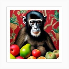 Mono Con Frutas Art Print