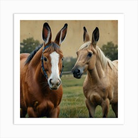 Two Horses In The Field Art Print