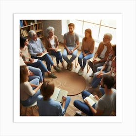 Group Of People In A Circle Art Print