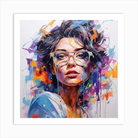 Girl With Glasses Art Print