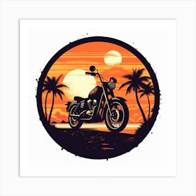 Sunset Motorcycle circle Art Print