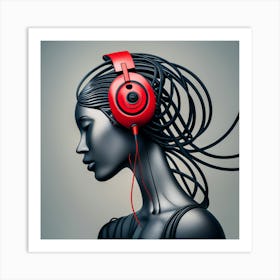 Woman With Headphones 54 Art Print