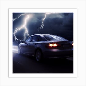 Lightning On The Road Art Print