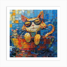 Cat In A Bowl 1 Art Print