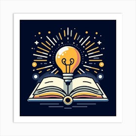 Books With Bulb Idea Design Glowing Bulb On Book Ideas (5) Art Print