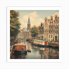 Quiet Amsterdam Canal Waters Art Print