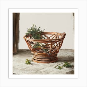 Basket Of Herbs Art Print