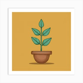 Illustration Of Growing Plant In The Style Of Pi Art Print