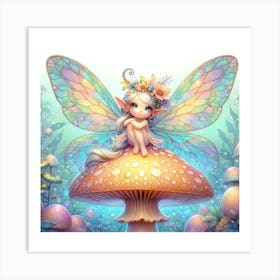 Fairy On A Mushroom 3 Art Print