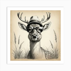 Deer In Sunglasses 1 Art Print