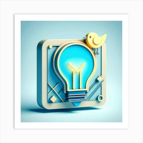 Light Bulb And Bird Art Print