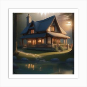 Cottage In The Woods Art Print