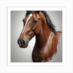 Horse Running On Grey Background Art Print