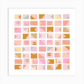 Mini Blocks In Pink Square Art Print