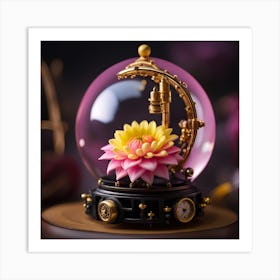 Lotus Flower In A Snow Globe Art Print