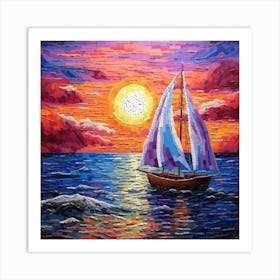 Sailboat At Sunset 8 Art Print