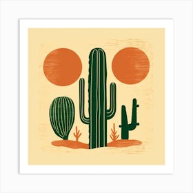 Rizwanakhan Simple Abstract Cactus Non Uniform Shapes Petrol 83 Art Print