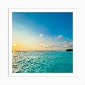 Relax Ocean Glow Earth Horizon Idylli Light Calm Dawn Paradise Sunrise Splash Banner At (12) Art Print