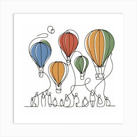 One line of Air Balloons, Picasso style 1 Art Print