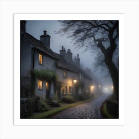 Misty Village Art Print