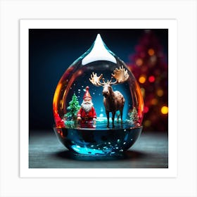 Snow Globe With Santa Claus Art Print