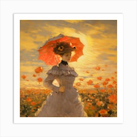 Lady In A Poppy Field Art Print