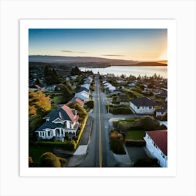 Community City Road Aerial Street Town Suburbia Puget Sound Commute Architecture Car Dron (4) Art Print