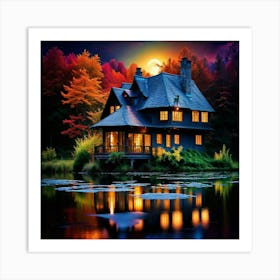 House By The Lake Art Print