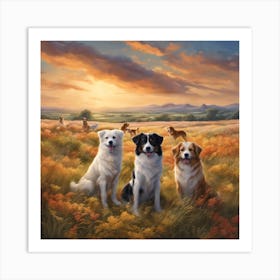 Three Dogs In the countryside Art Print