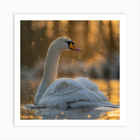 Swan At Sunset 2 Art Print