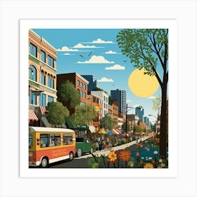 Illustration Of A City Street Art Print