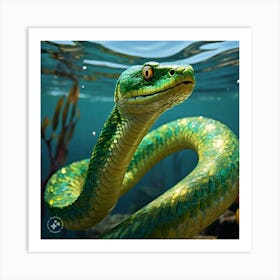 Green Sea Snake Art Print