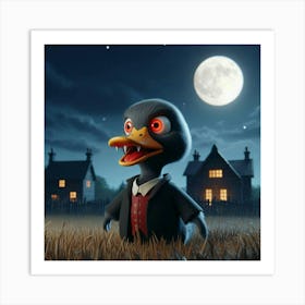 Duck At Night Art Print